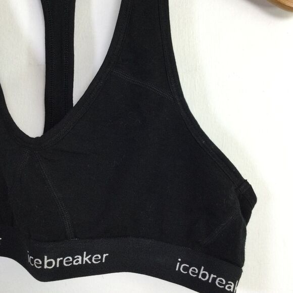 Icebreaker Womens Sprite Racerback Bra Wide Strap Stretch Black Size Medium - Picture 4 of 8